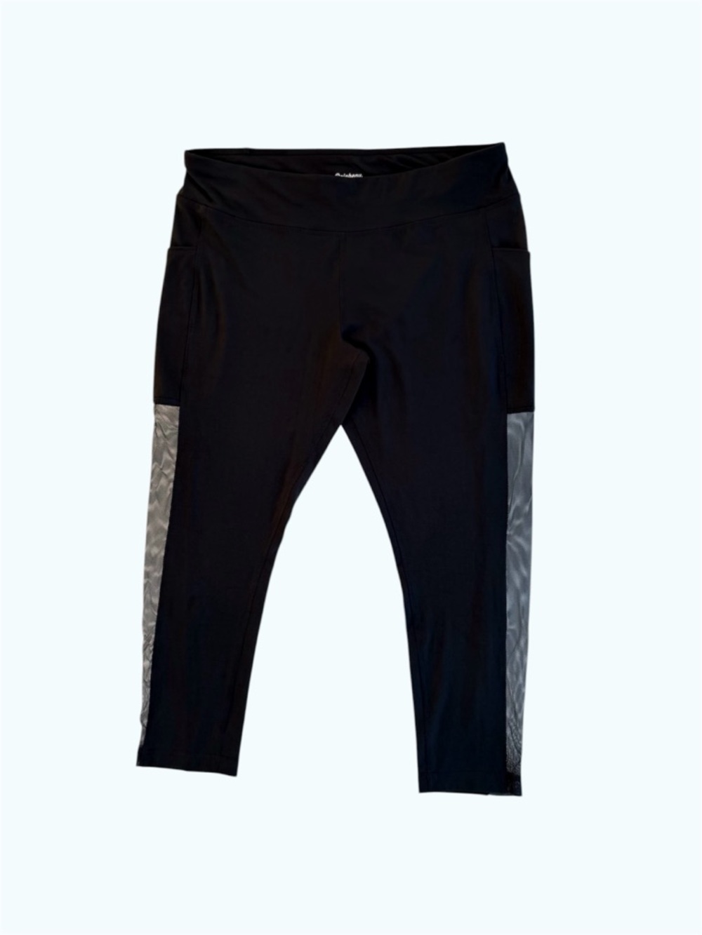 Rainbeau Black Side Mesh Dual Side Pocket High-Rise Leggings ~ Women’s XL